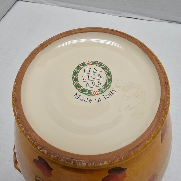 Italica ARS Hand Painted Pottery Ceramic warm orange Fruit Peach Vase Italy - Picture 2 of 16